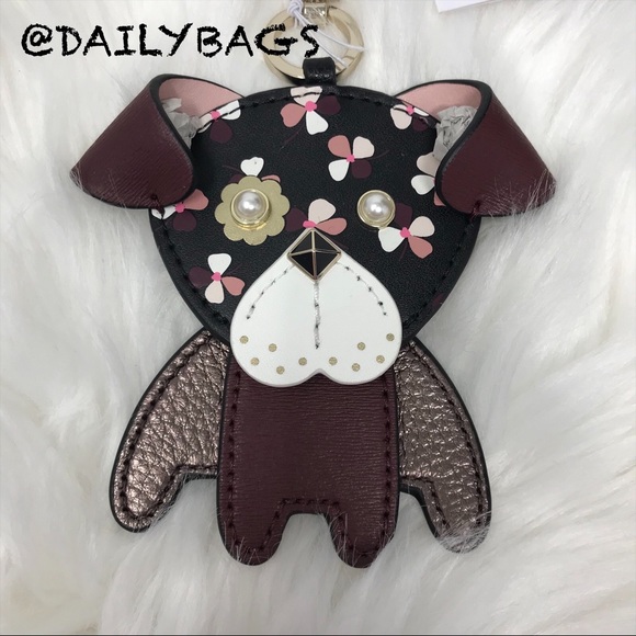 kate spade Accessories - KATE SPADE DOG PUPPY FLORAL BROWN KEY CHAIN WHITE